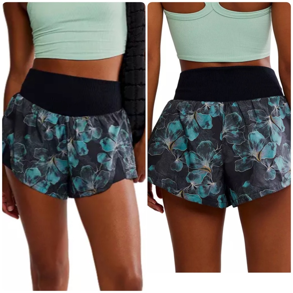 FP Movement Carpe Diem Shorts Midnight Floral Athletic Running Shorts Small New